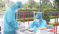 Nhân viên y tế phân loại mẫu xét nghiệm COVID-19 (Ảnh - Minh Thuý) 