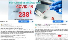 Hàng loạt trang Faacebook của các phòng khám, bệnh viện quảng cáo xét nghiệm kháng thể COVID-19 (Ảnh - MT) 