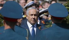 Ông Netanyahu trong lễ kỷ niệm 73 năm chiến thắng phát xít. 