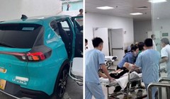 CSGT Hà Nội "mở lối" cho taxi vượt tắc đường cứu người phụ nữ bị tai nạn