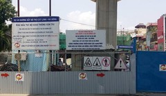 Khu vực xảy ra sự cố sáng 25/8 tại dự án đường sắt trên cao tuyến Cát Linh - Hà Đông