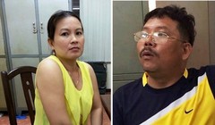 Nghi can Vân (trái) cùng nghi can Thới được cho là bà trùm, ông trùm của 2 đường dây logo xe vua.