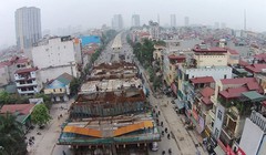 Khu vực thi công nhà ga Hà Đông thuộc tuyến Cát Linh - Hà Đông. 