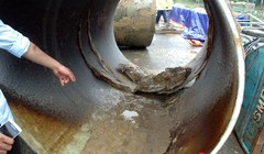 Vị trí vỡ đường ống dẫn nước sạch sông Đà về Hà Nội.