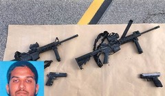 Vũ khí của hai hung thủ và Syed Farook (ảnh nhỏ). Ảnh: CẢNH SÁT SAN BERNARDINO