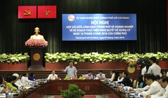 Ông Đinh La Thăng, Ủy viên Bộ Chính Trị, Bí thư Thành ủy TP.HCM phát biểu tại hội nghị