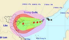 Vị trí và dự báo đường đi của áp thấp nhiệt đới - Nguồn: Trung tâm dự báo khí tượng thủy văn Trung ương