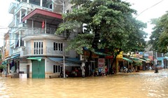 Thành phố Yên Bái chìm trong biển nước. Ảnh:Báo Yên Bái.