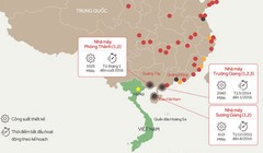 Vị trí các nhà máy điện hạt nhân của Trung Quốc gần Việt Nam. Nguồn VNE