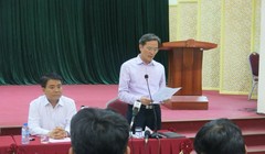 Chủ tịch UBND thành phố Hà Nội Nguyễn Đức Chung tại cuộc họp. Ảnh: Tuổi trẻ