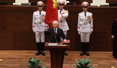 Chủ tịch nước Nguyễn Phú Trọng tuyên thệ nhậm chức. Ảnh VGP/Nhật Bắc