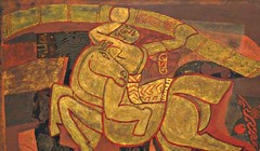 Bức tranh Gióng (1990) của tác giả Nguyễn Tư Nghiêm (1922 - 2016), chất liệu sơn mài, kích thước 90 x 120,3 cm. Ảnh: Kiều Dương