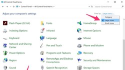 Chuyển chế độ hiển thị trong Control Panel sang Large icons