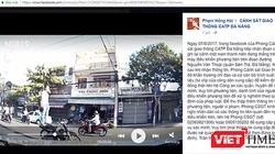 Thông báo truy tìm đối tượng đứng trên yên điều khiển xe máy được phát đi từ trang facebook của Phòng Cảnh sát giao thông CATP Đà Nẵng.