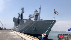 Tàu hậu cần Shakti tại Cảng Tiên Sa trong khuôn khổ chuyến thăm của của đội tàu Hải quân Ấn Độ đến Đà Nẵng là vào tháng 5/2018.