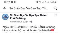 Trang mạng xã hội mạo danh Sở GD&ĐT TP Đà Nẵng thông báo cho học sinh nghỉ học