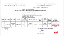 Phiếu xét nghiệm mẫu bệnh phẩm của du khách Xiong Tianzuo đối với chủng virus nCoV gây bệnh viêm phổi cấp tính ở TP Vũ Hán.