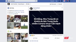 Thông tin trên trang facebook cá nhân về xuất hiện du khách Trung Quốc đến Đà Nẵng bị nhiễm virus Corona gây bệnh viêm phổi cấp (ảnh chụp màn hình)