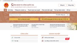 Giao diện Cổng dịch vụ công quốc gia