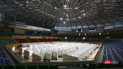 Toàn cảnh Bệnh viện dã chiến tại Cung thể thao Tiên Sơn (Đà Nẵng) đã hoàn thành hạng mục xây lắp