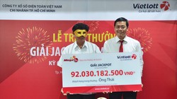 Khách hàng may mắn trúng giải hơn 92 tỷ đồng xổ số điện toán của Vietlott