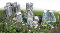 Phối cảnh tổng thể nhìn từ trên cao Khu Công viên CNTT tập trung Quảng Ninh do Hanel đề nghị đầu tư tại phường Tuần Châu, TP.Hạ Long.