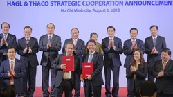 Lễ công bố hợp tác chiến lược của Công ty Cổ phần Hoàng Anh Gia Lai (HAGL) và Công ty Cổ phần Ô tô Trường Hải (Thaco). Ảnh: VGP/Quang Hiếu