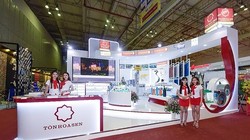 Gian hàng của Tập đoàn Hoa Sen trong một triển lãm (Nguồn: HSG)