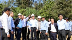 Đoàn công tác đi khảo sát thực tế tại địa điểm chuẩn bị triển khai dự án khí Cá Voi Xanh ở xã Tam Quang, huyện Núi Thành - Ảnh: TTXVN