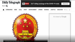 Hình quốc huy Trung Quốc bị tờ Daily Telegraph chế để minh họa gây nên sóng gió (Ảnh: Daily Telegraph).