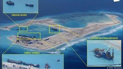 Các tàu thuyền, máy móc của Trung Quốc đang hút cát lấp biển để xây dựng đảo nhân tạo ở đá Chữ Thập ở quần đảo Trường Sa thuộc chủ quyền Việt Nam (Ảnh: CSIS)