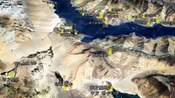 Các điểm xảy ra xung đột mấy ngày qua giữa quân đội Trung Quốc và Ấn Độ ở phía nam Hồ Pangong (Ảnh Đa Chiều). 