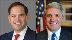 Hai Thượng nghị sĩ Cộng hòa Marco Rubio (trái) và Thượng nghị sĩ đảng Dân chủ Jeff Merkley đã cùng nhau đề xuất Đạo luật tăng cường quan hệ với Đài Loan (Ảnh: Dongfang).