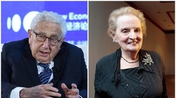 Hai cựu Ngoại trưởng Henry Kissinger và Madeleine Albright vừa bị ông Trump sa thải khỏi Ban chính sách Quốc phòng (Ảnh: Dongfang).