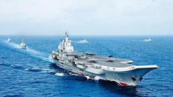 Tàu sân bay Sơn Đông cùng gần 30 tàu mặt nước khác đang tham gia cuộc tập trận lớn trên Biển Đông (Ảnh: Singtao).