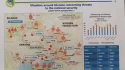 Truyền thông Ukraine đăng tải bản đồ về Nga bố trí 40 đơn vị chiến đấu cấp tiểu đoàn xung quanh Ukraine và các hướng tấn công (Ảnh: Guancha).