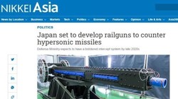 Báo Nikkei Asia viết về Nhật đang nghiên cứu phát triển Pháo điện từ để chống tên lửa siêu thanh (Ảnh: Nikkei)