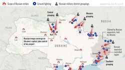 Các hướng tấn công của Quân đội Nga vào Ukraine (Ảnh: AP).