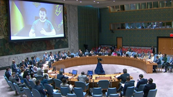 Ngày 28/6, ông Zelensky phát biểu qua truyền hình tại cuộc họp Hội đồng Bảo an, đề nghị trục xuất Nga khỏi Liên Hợp Quốc (Ảnh: AP).