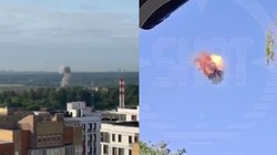 Hình ảnh UAV bị phát nổ trên không và rơi ở Moscow hôm 30/5 (Ảnh: Sohu).