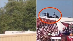 Hình ảnh hai mật vụ nổ súng ngay sau khi ông Trump bị bắn (phải) và thi thể kẻ bắn lén (trái) (Ảnh: ETtoday)