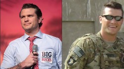Pete Hegseth khi trong quân ngũ và trong vai trò người dẫn chương trình truyền hình (Ảnh: Sina).