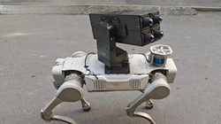 Chó robot Red Wing Striker với tổ hợp tên lửa trên lưng. Ảnh: Sina.