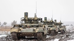 Xe yểm trợ xe tăng BMPT “Terminator” trên chiến trường Ukraine. Ảnh RG