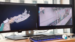 Kỹ thuật kiểm tra kỹ thuật chiến hạm bằng công nghệ laser Scan 3D UAV Skydio và phần mềm AI. Ảnh Qii.AI 