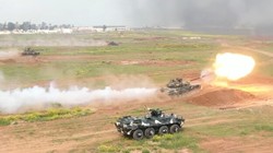 Quân đội Syria và Nga huấn luyện diễn tập chống khủng bố IS. Ảnh video Lực lượng Tiger/quân đội Syria. 