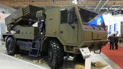 Pháo phản lực BM=21MT của Cộng hòa Sec trong triển lãm. Ảnh Defense Express. 