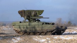 Xe yểm trợ tăng thiết giáp BMPT "Terminator" tăng cường hệ thống bảo vệ. Ảnh RG