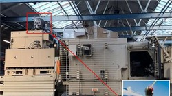 Hệ thống vũ khí laser DragonFire trên xe bọc thép Wolfhound cấu hình 6x6. Ảnh Army Recognition.