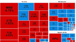 Chỉ số VN-Index lao dốc, hàng trăm cổ phiếu hiển thị giá sàn